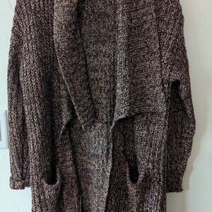 Knox Rose Marled Knit Cardigan in Brown and Cream